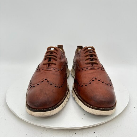Cole Haan Zerogrand Men Size 8.5M Brown Leather Wingtip Oxford Dress Shoes - Picture 3 of 11